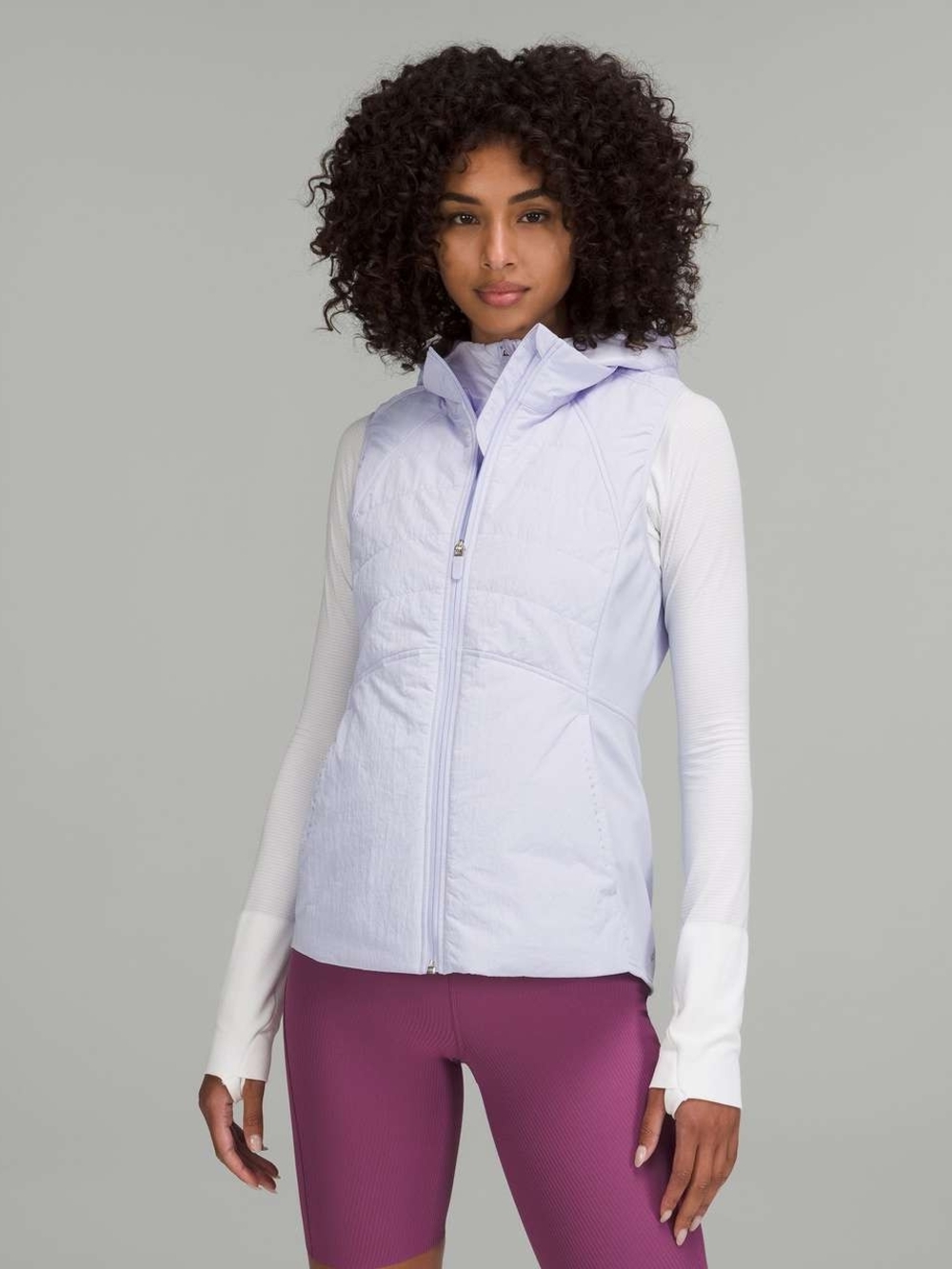 lululemon athletica Light Lavender Sleeveless Another Mile Hooded Vest